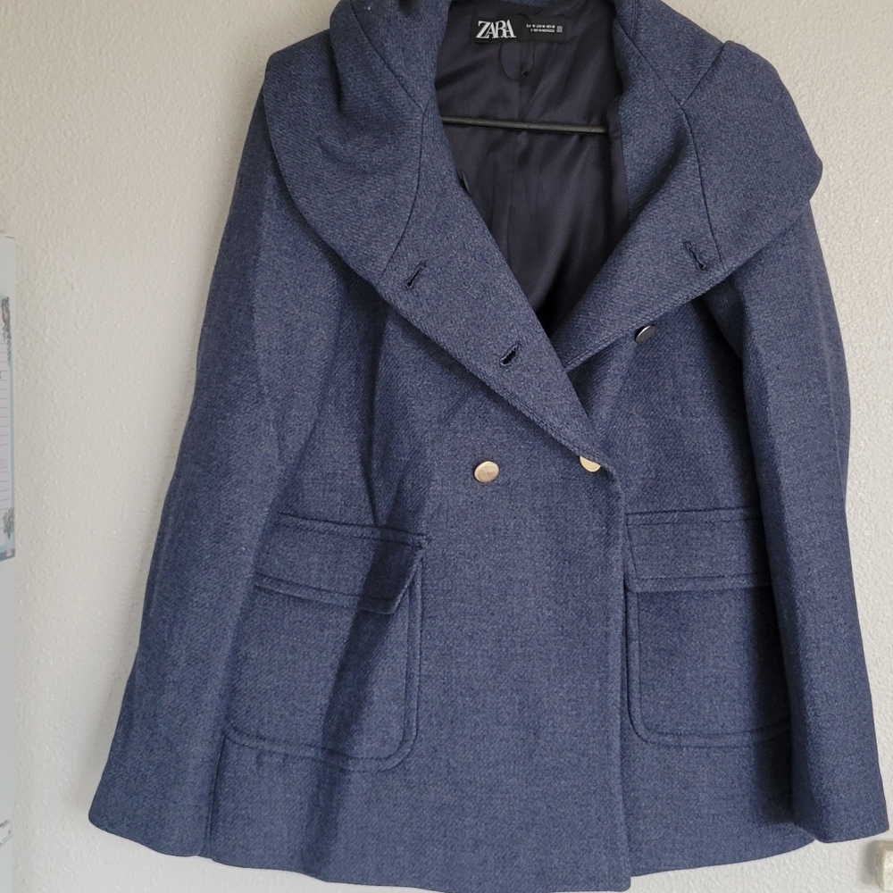 Zara hood button coat